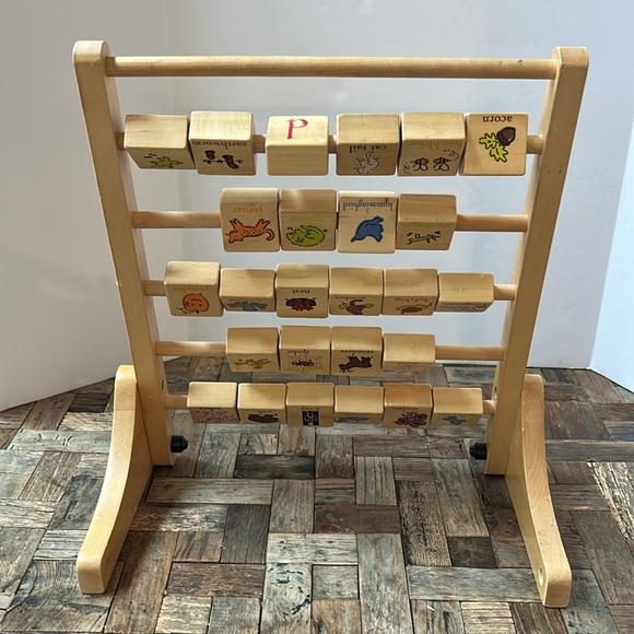 Pottery Barn Kids Wooden Alphabet Abacus Learning Toy - Picture 9 of 14